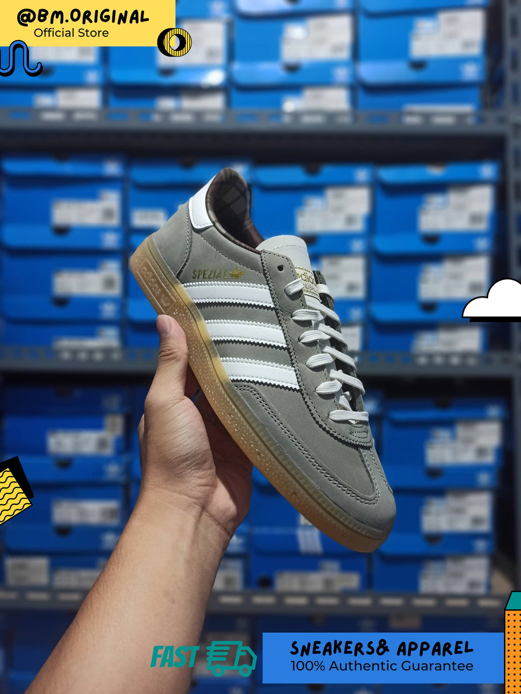 Adidas Spezial Handball Silver Pebble Off White Gum JR2249