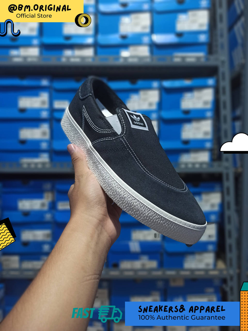 Adidas Stan Smith CS Slip On Core Black Cloud White Core White ID0269