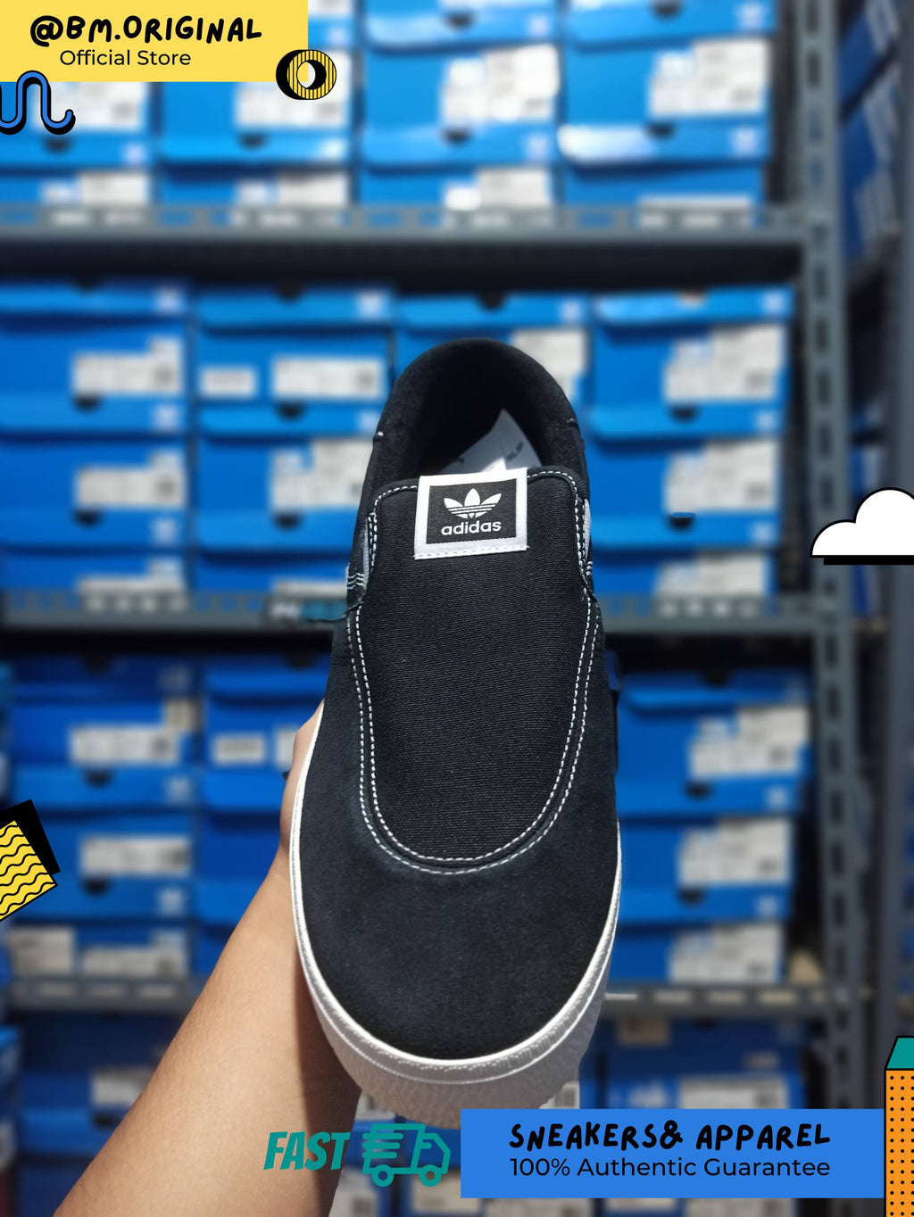 Adidas Stan Smith CS Slip On Core Black Cloud White Core White ID0269