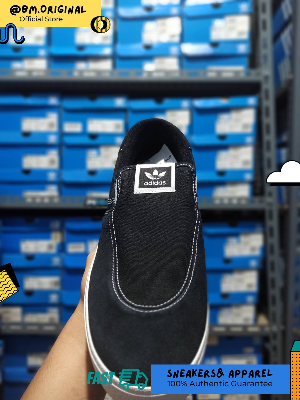 Adidas Stan Smith CS Slip On Core Black Cloud White Core White ID0269