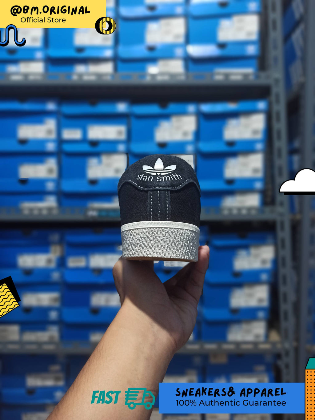 Adidas Stan Smith CS Slip On Core Black Cloud White Core White ID0269