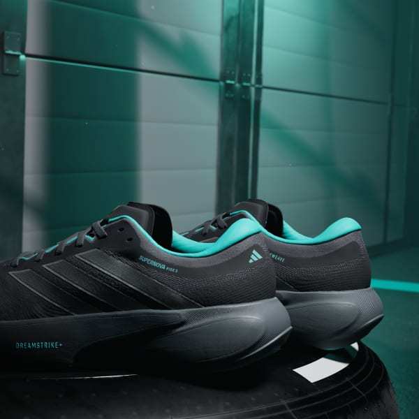 Adidas Supernova Rise 3 Mercedes AMG Petronas F1 TEAM Core Black Silver Metallic Semi Mint Rush KJ3671