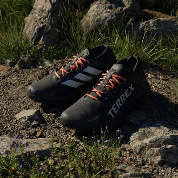 Adidas Terrex Agravic Gore-tex Trail Running Shoes Core Black Grey Two Semi Impact Orange IH2939