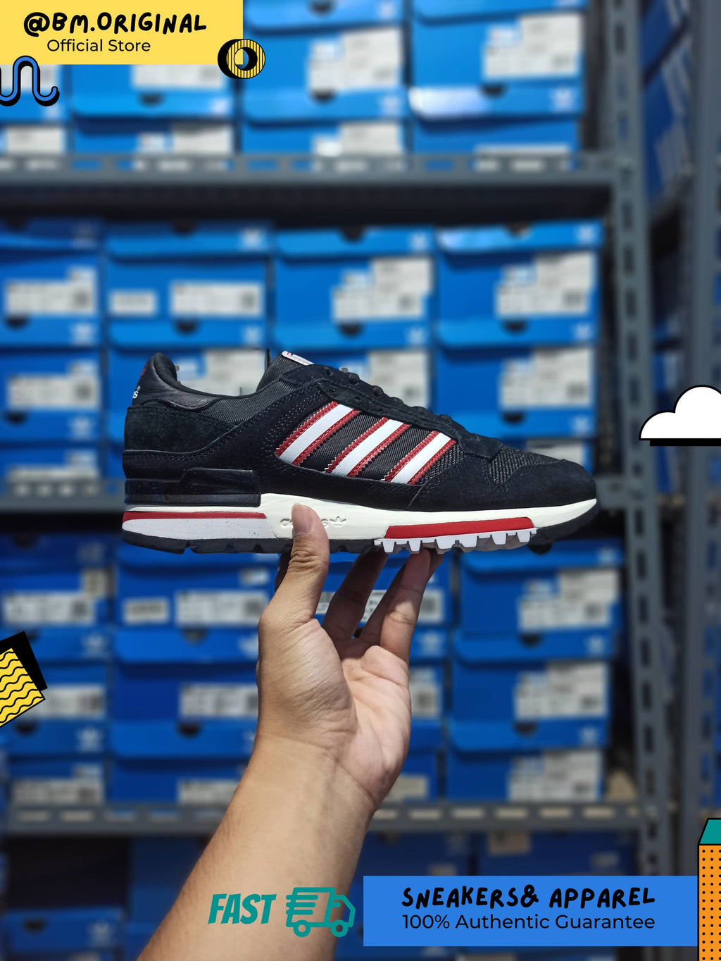 Adidas ZX 600 x Manchester United MUFC x Stone Roses Core Black Cloud White Off White KJ2214