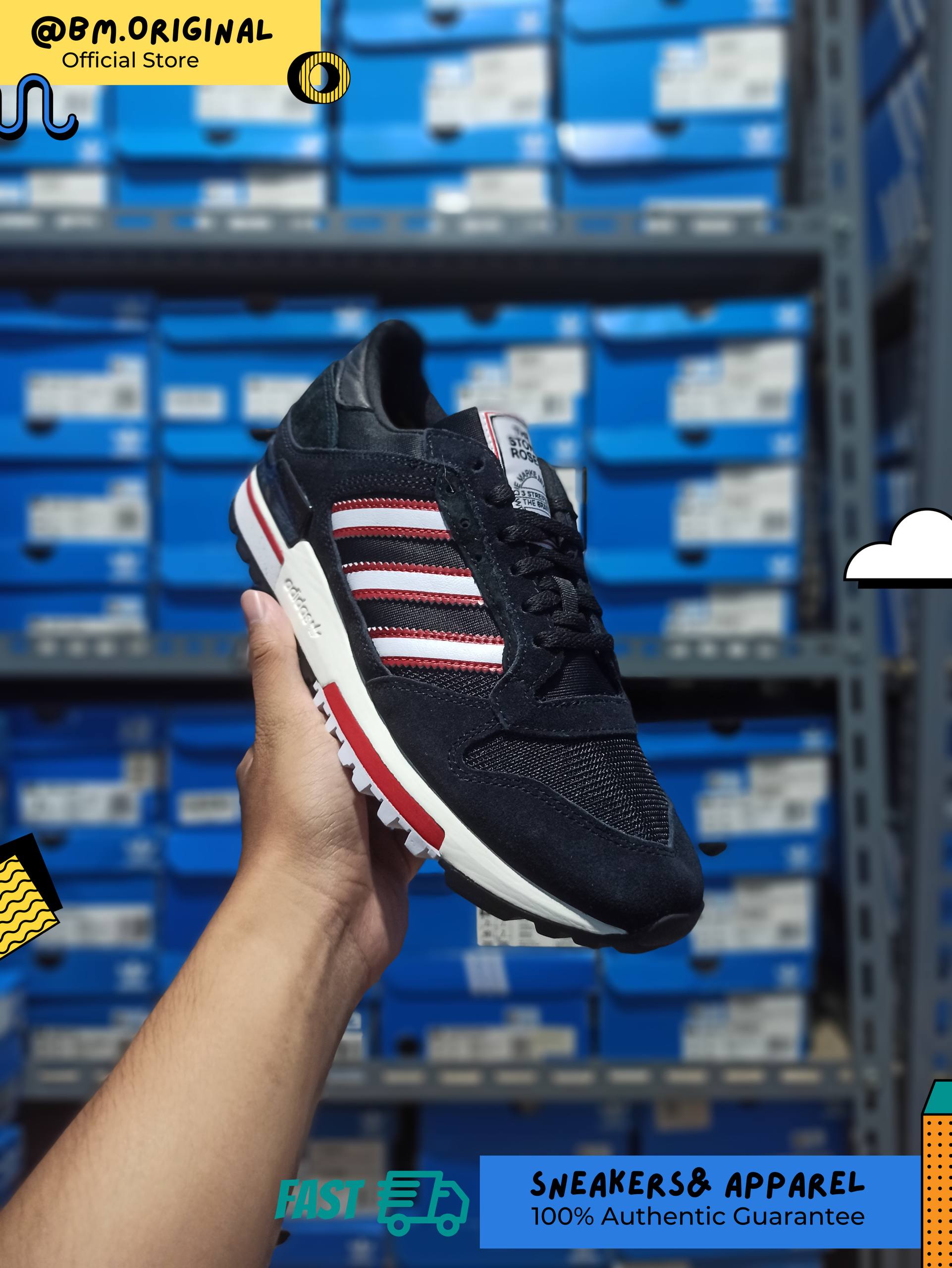 Adidas ZX 600 x Manchester United MUFC x Stone Roses Core Black Cloud White Off White KJ2214