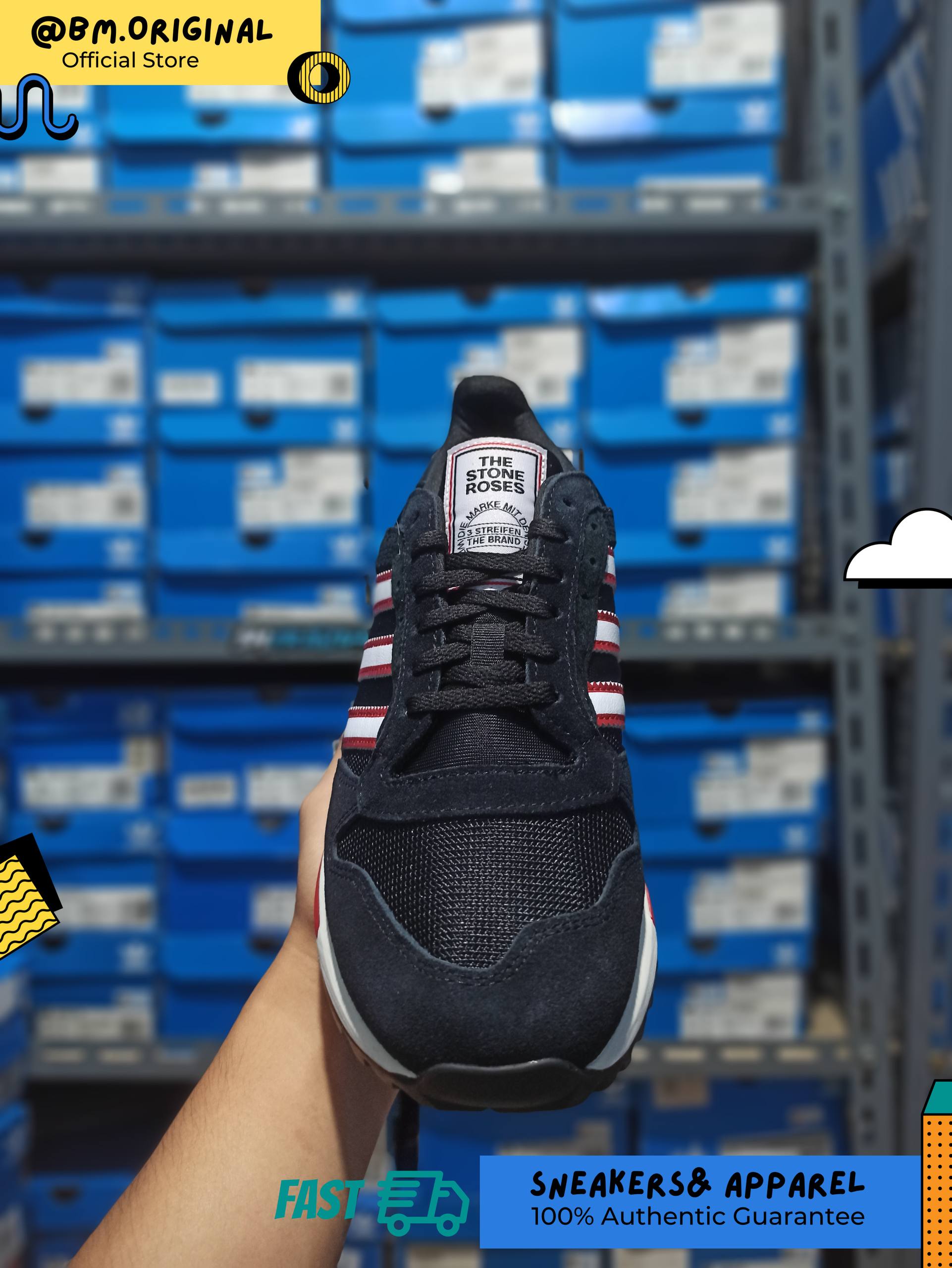 Adidas ZX 600 x Manchester United MUFC x Stone Roses Core Black Cloud White Off White KJ2214