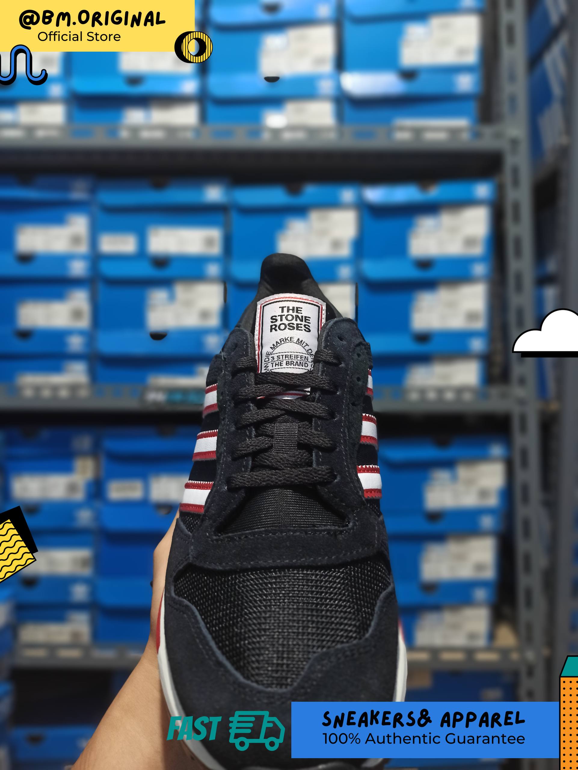 Adidas ZX 600 x Manchester United MUFC x Stone Roses Core Black Cloud White Off White KJ2214