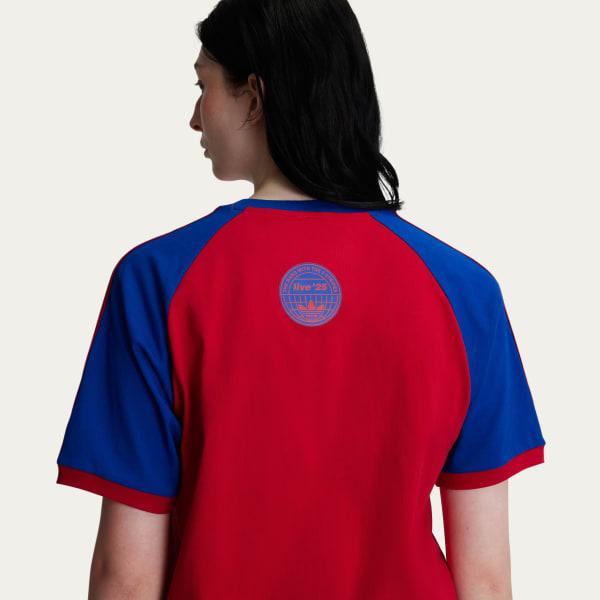 Adidas x Oasis Tour 3-Stripes Tee Better Scarlet KK9124