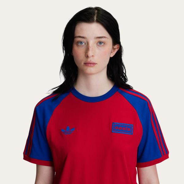 Adidas x Oasis Tour 3-Stripes Tee Better Scarlet KK9124