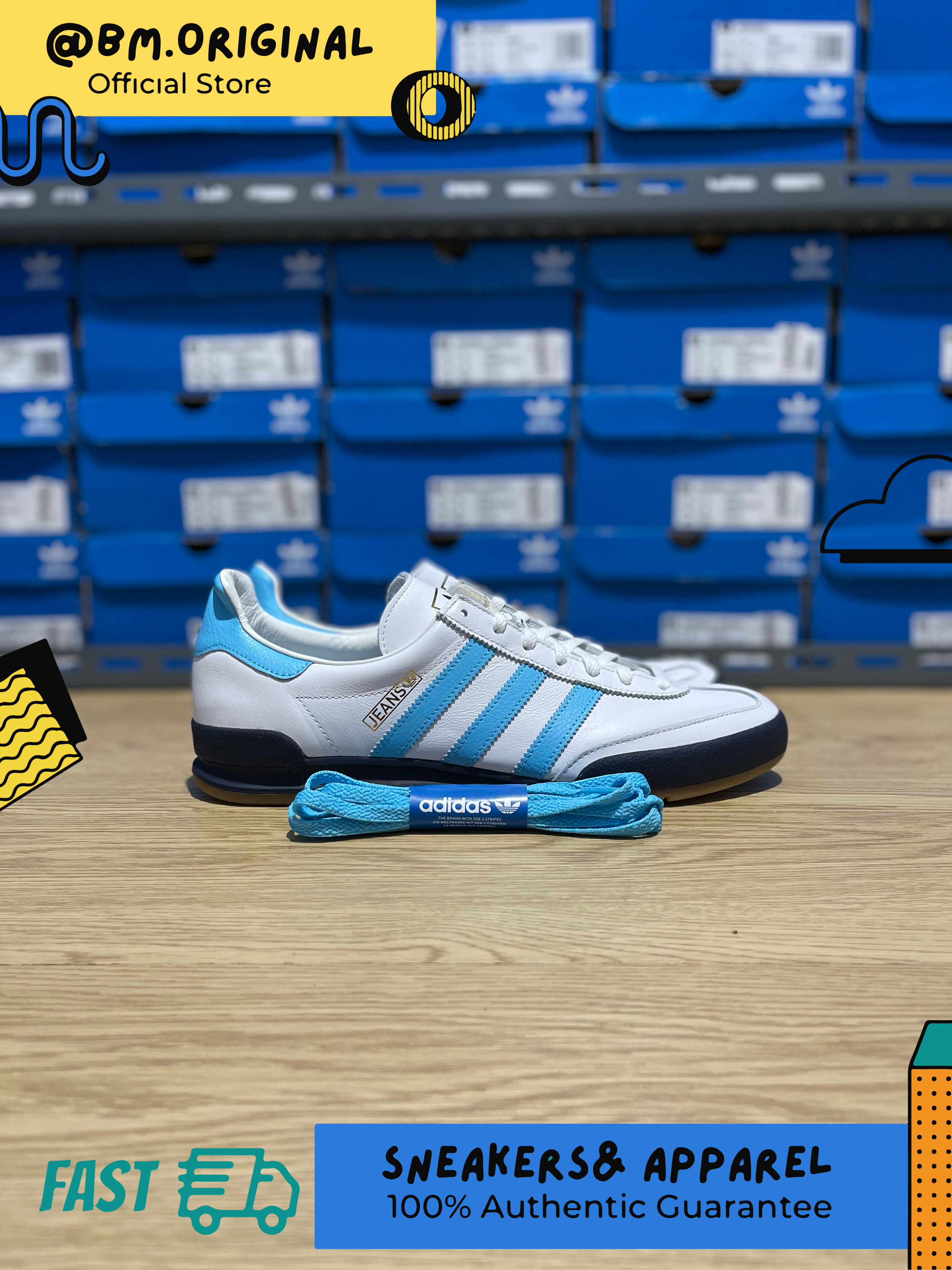 Adidas Jeans White Blue Aqua Gold Metallic IE9976