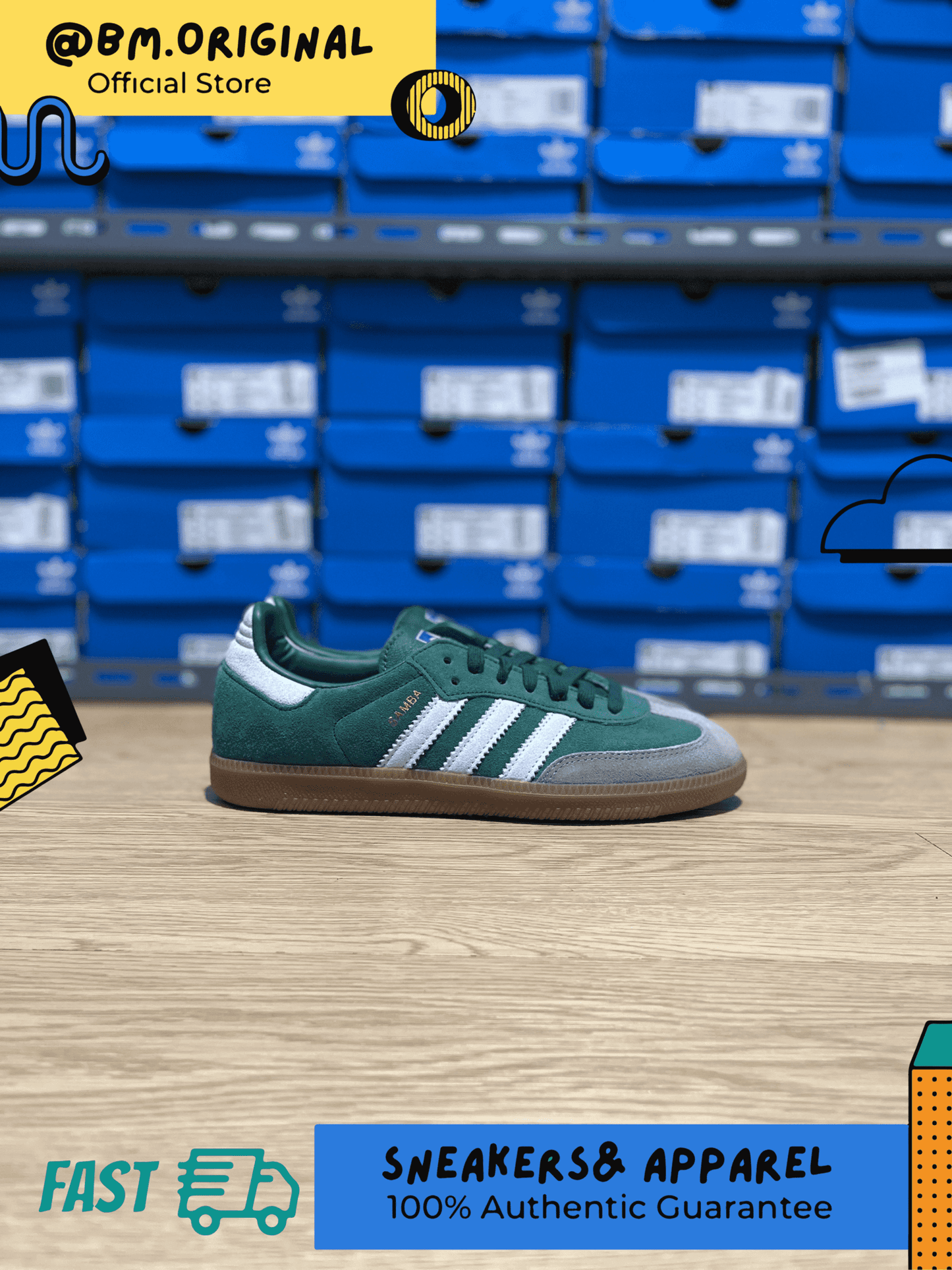 Adidas Samba OG Green White Gumsole ID2054