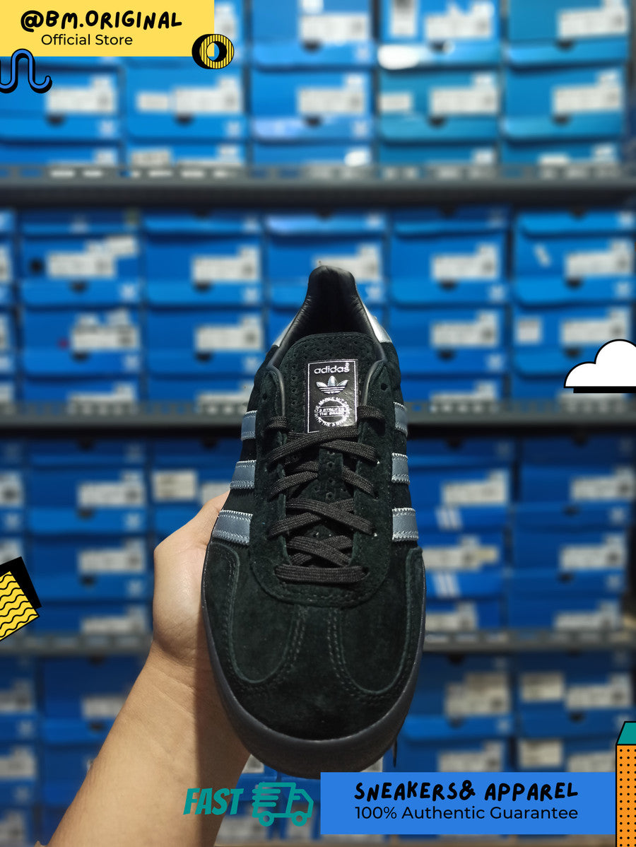 Adidas Gazelle Indoor Core Black Matte Silver Grey Two ID0988