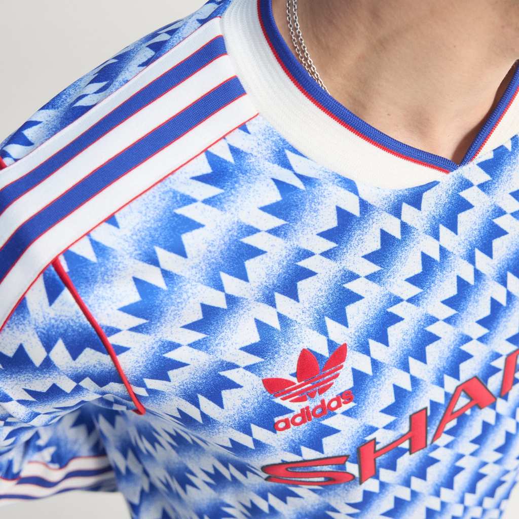 adidas Manchester United Away Jersey 1990 Long Sleeve in Blue White Red JM5498
