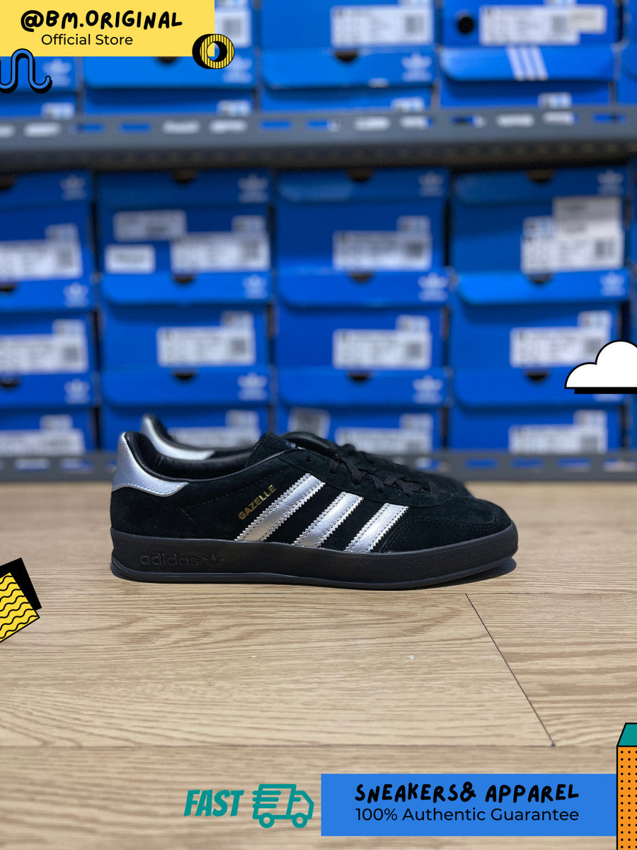 Adidas Gazelle Indoor Core Black Matte Silver Grey Two ID0988