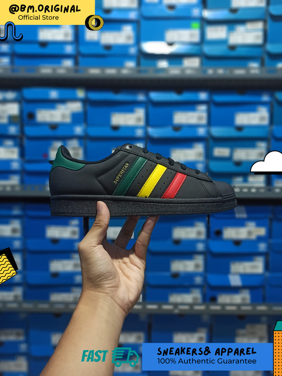 Adidas Superstar Rasta Core Black Yellow Collegiate Green IH3121