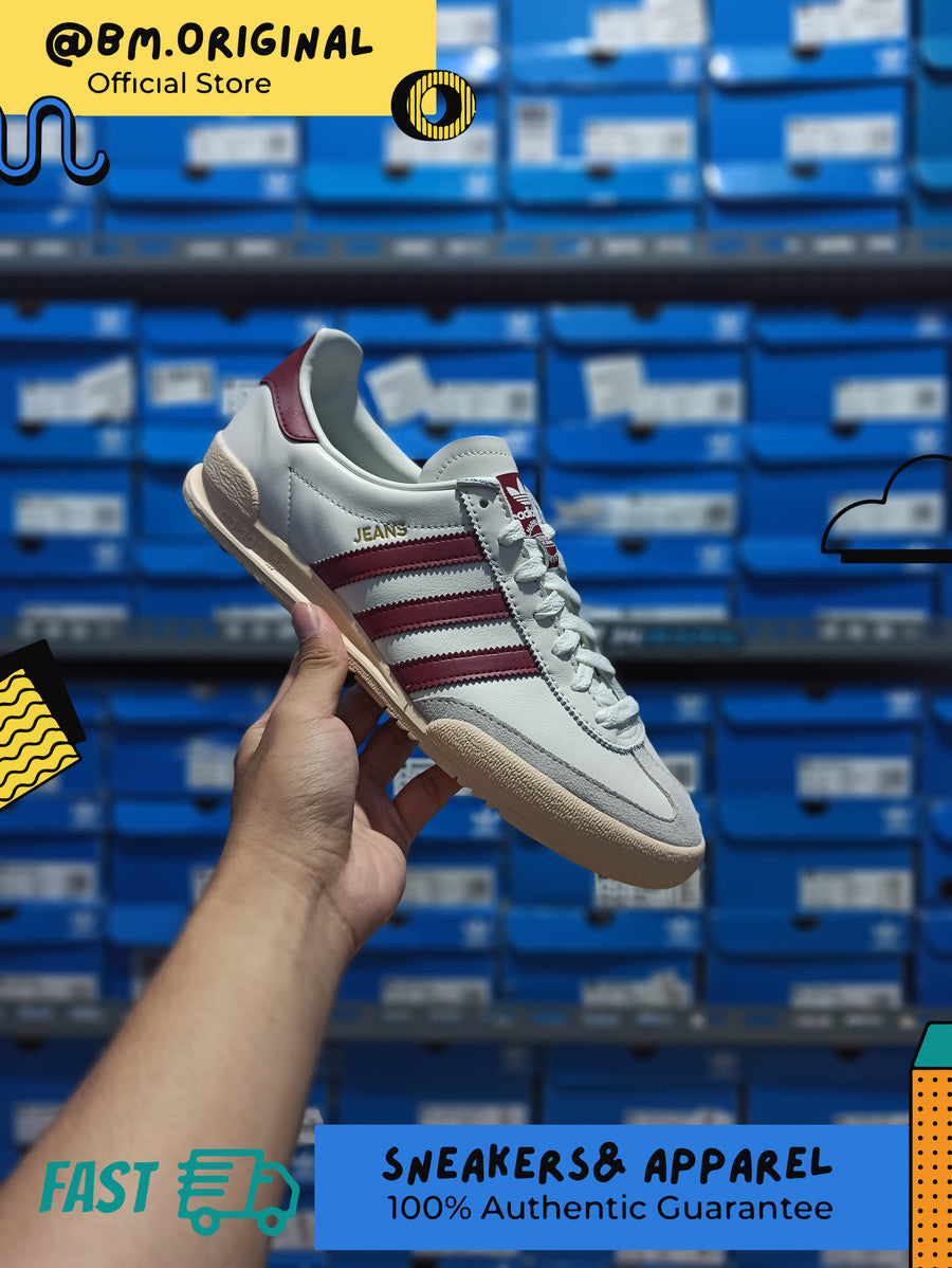 Adidas Jeans Chalk White Sand Strand Collegiate Burgundy GY7437 – BM ...