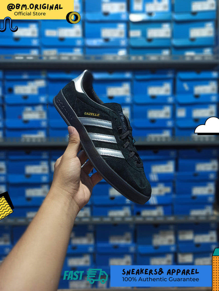Adidas Gazelle Indoor Core Black Matte Silver Grey Two ID0988