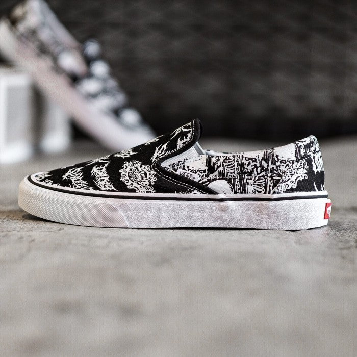 VANS CLASSIC SLIP ON FORGOTTEN BONES BLACK WHITE