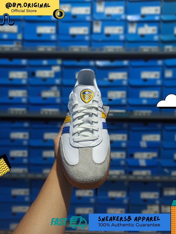 Adidas Samba OG x Leeds United Cloud White Blue Yellow IF0654