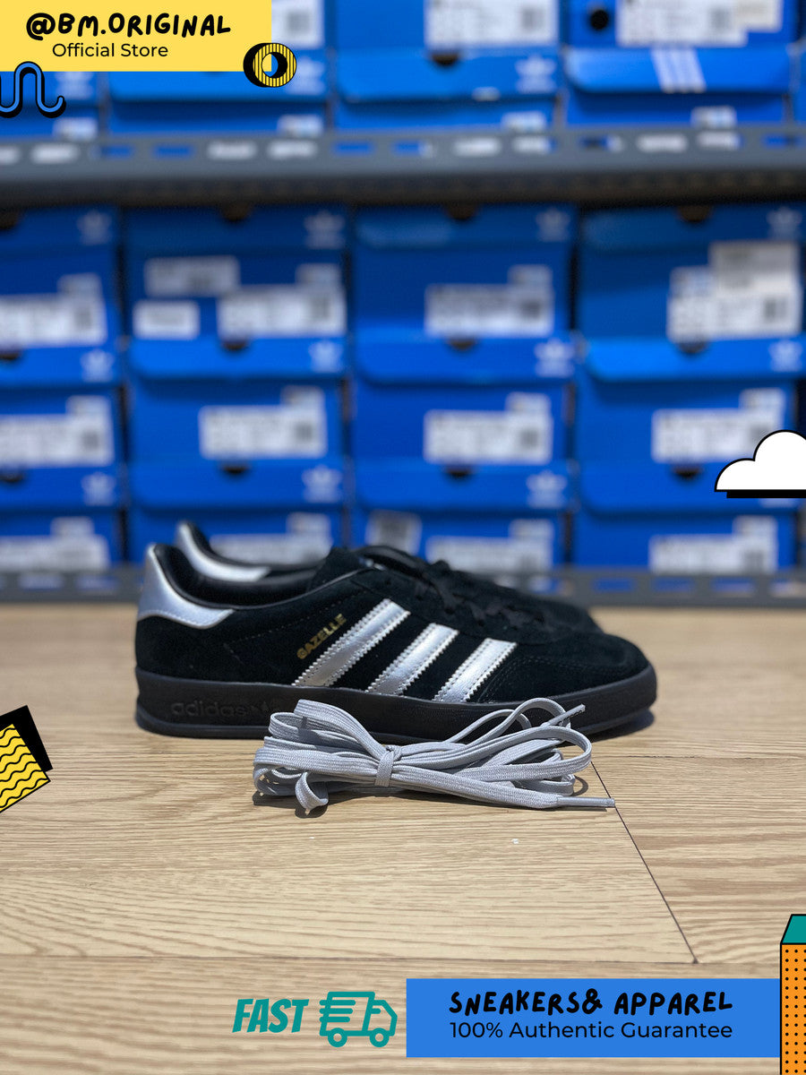 Adidas Gazelle Indoor Core Black Matte Silver Grey Two ID0988