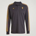 Adidas Manchester United Terrace Icons Long Sleeve Polo Shirt Utility Black JN2822
