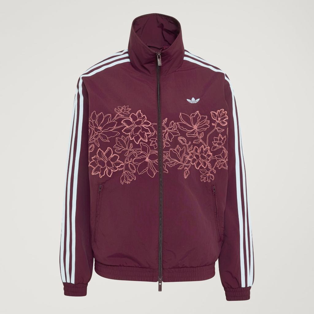 Adidas FLORAL GFX Firebird Loose TRACK JACKET Maroon KX1875