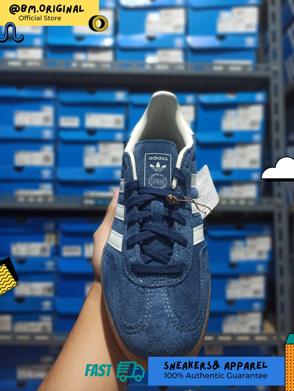Adidas Gazelle Indoor Night Indigo Off White Gold Metallic JQ8393