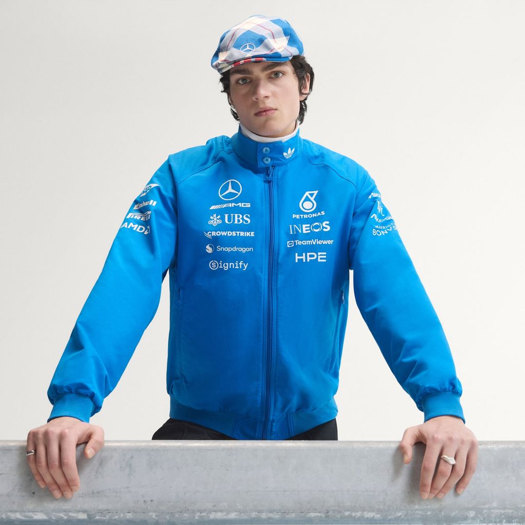 Adidas MERCEDES AMG Petronas Formula 1 TEAM BLUE WONDER DRIVER HARRINGTON JACKET KT5125
