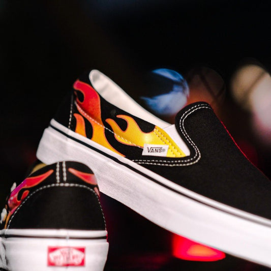 Vans Slip On Flame Black / True White ORIGINAL