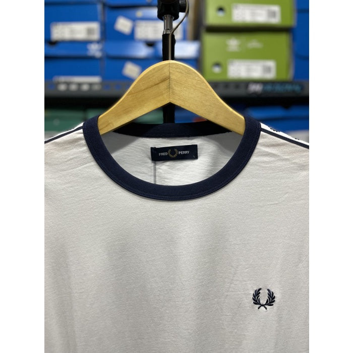 Fred Perry Taped Ringer T-shirt White Navy ORIGINAL m6347