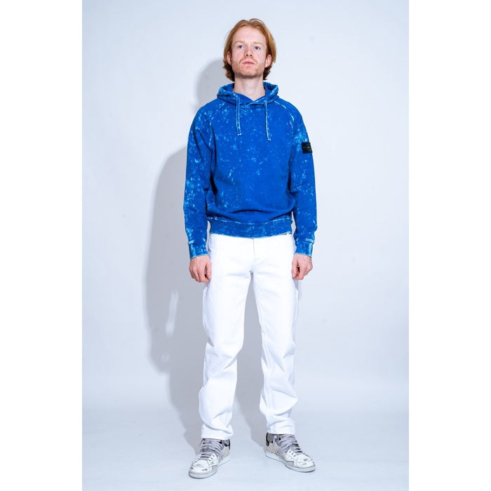 STONE ISLAND HOODED SWEATER Off Mid Blue ORIGINAL MO761561338-V0046