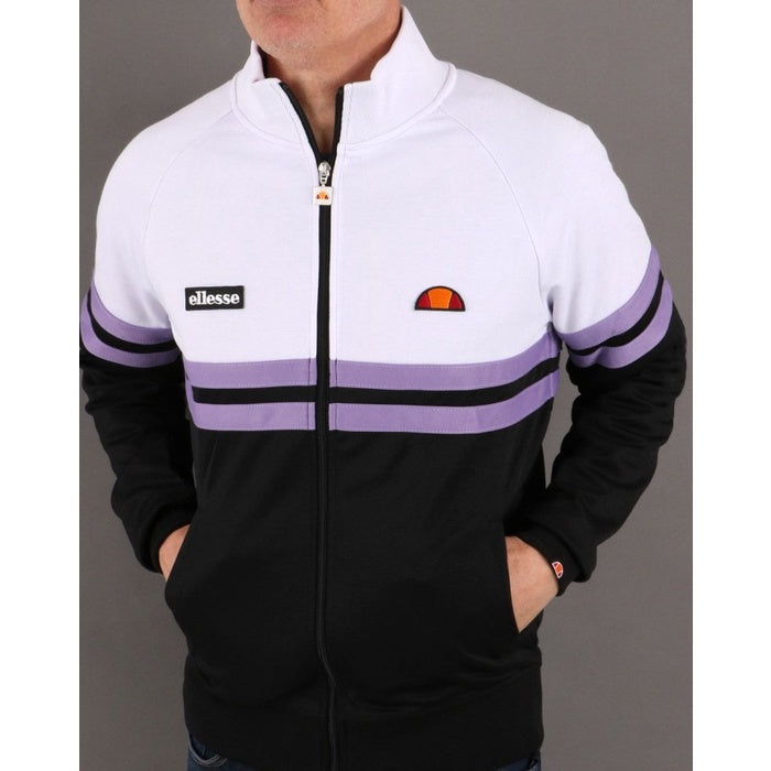 ELLESSE RIMINI TRACK TOP BLACK WHITE LILAC 80s Casual ORIGINAL