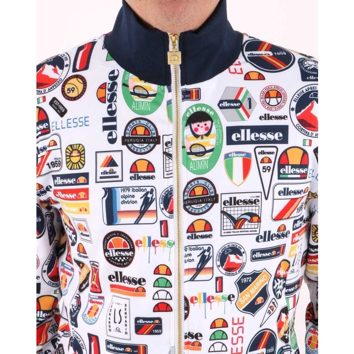 ELLESSE BADGED TRACK TOP WHITE MULTI 80s Casual ORIGINAL