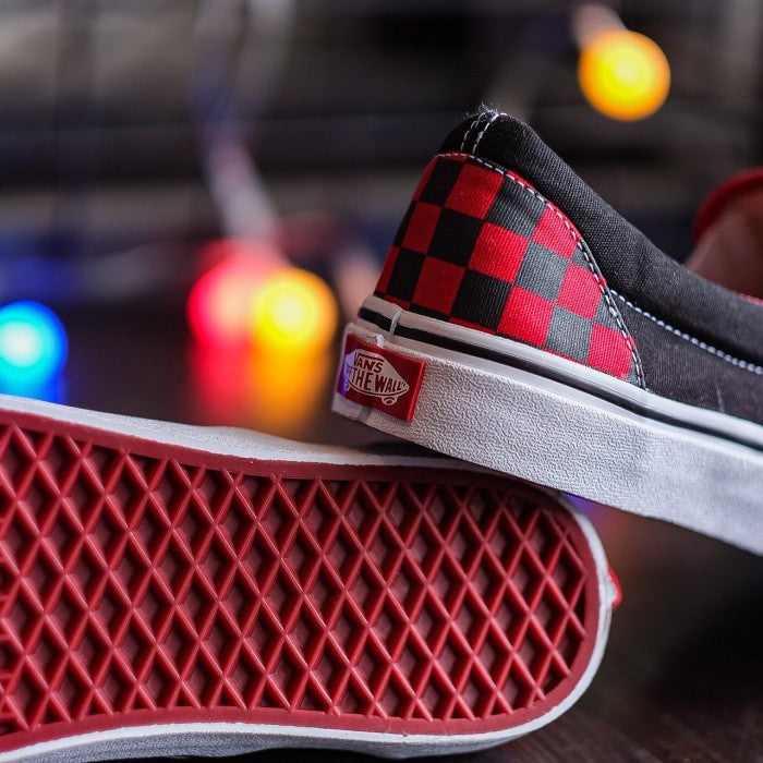 Vans Slip On Black Formula Red Checkerboard