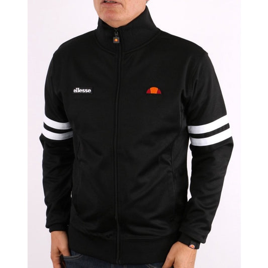 ELLESSE ROMA TRACK TOP BLACK WHITE 80s Casual ORIGINAL
