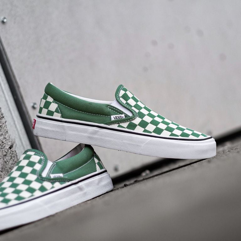 Vans Slip ON Classic Checkerboard Shale Green / White Original