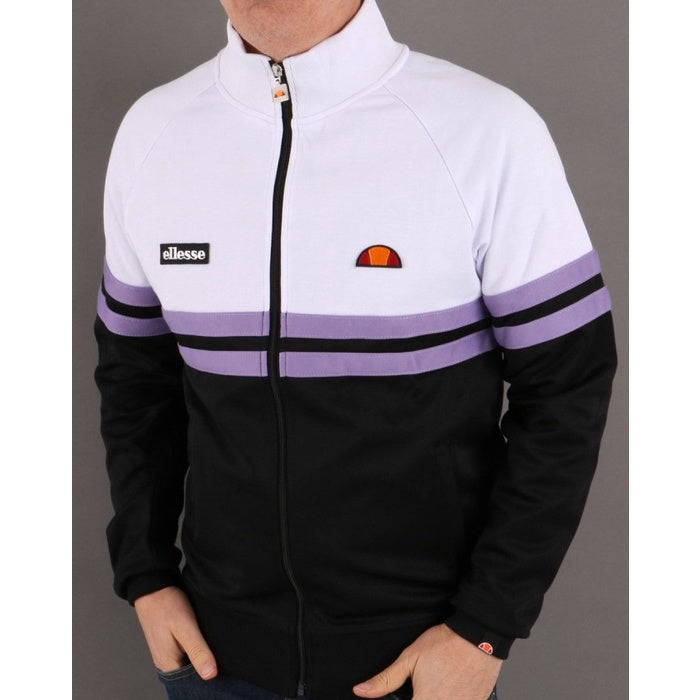 ELLESSE RIMINI TRACK TOP BLACK WHITE LILAC 80s Casual ORIGINAL