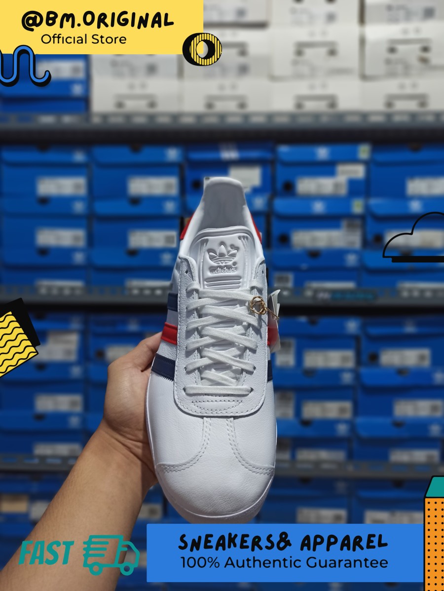 Adidas Gazelle White Leather Navy Red Exclusive ORIGINAL – BM STORE  ORIGINAL FOOTWEAR