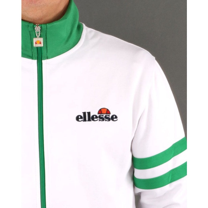 ELLESSE ROMA TRACK TOP WHITE GREEN 80s Casual ORIGINAL