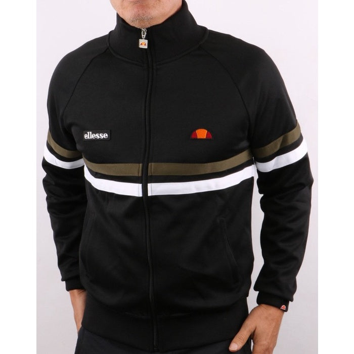 ELLESSE RIMINI TRACK TOP BLACK KHAKI WHITE 80s Casual ORIGINAL