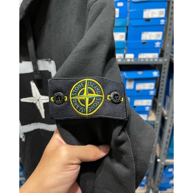 Stone Island Stencil Printed Black Hooded ORIGINAL 741565894