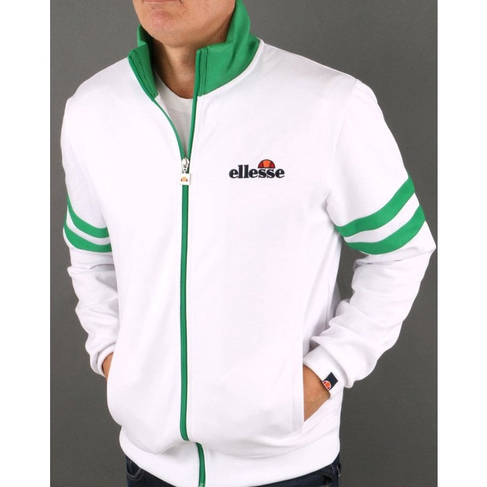 ELLESSE ROMA TRACK TOP WHITE GREEN 80s Casual ORIGINAL