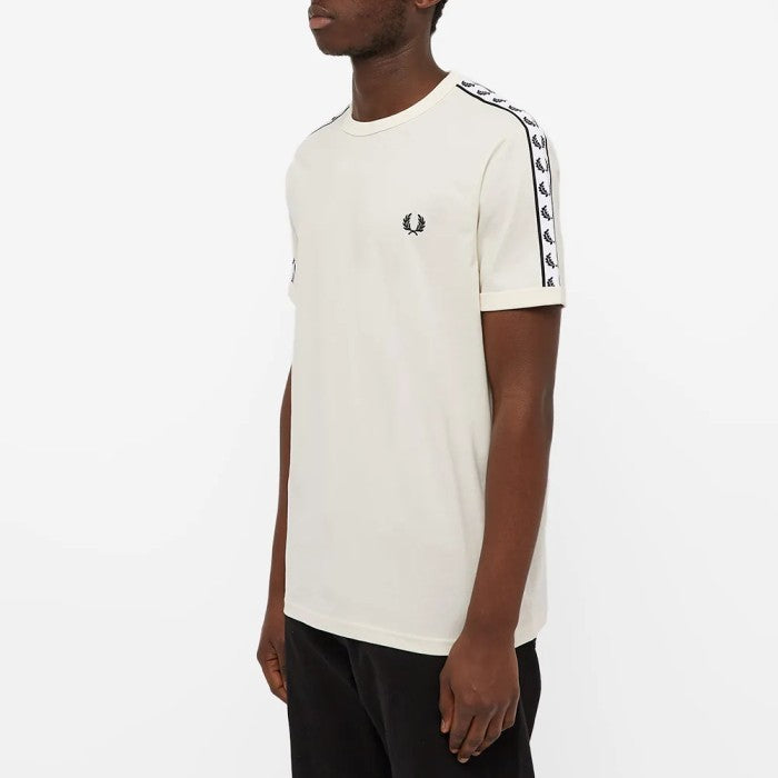 Fred Perry Taped Ringer Tee Ecru White M6347