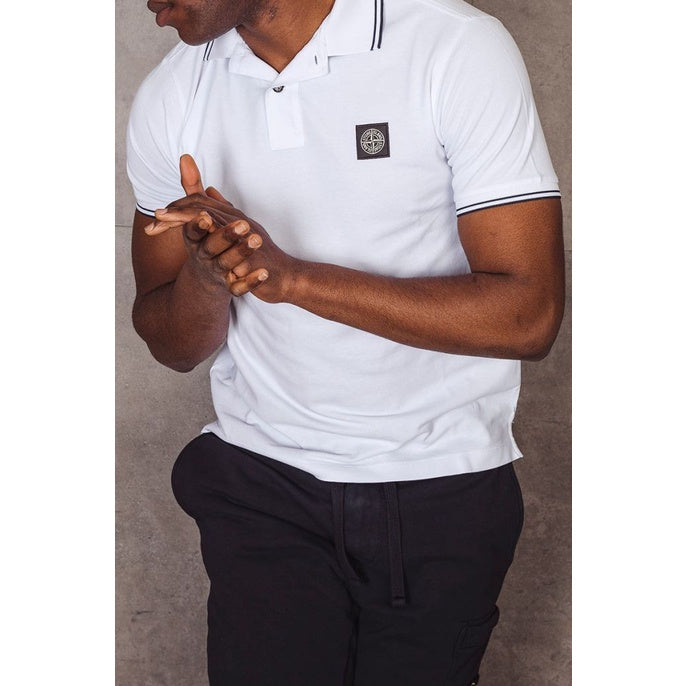 Stone Island 22S18 Stretch Piquè Polo Shirt White ORIGINAL
