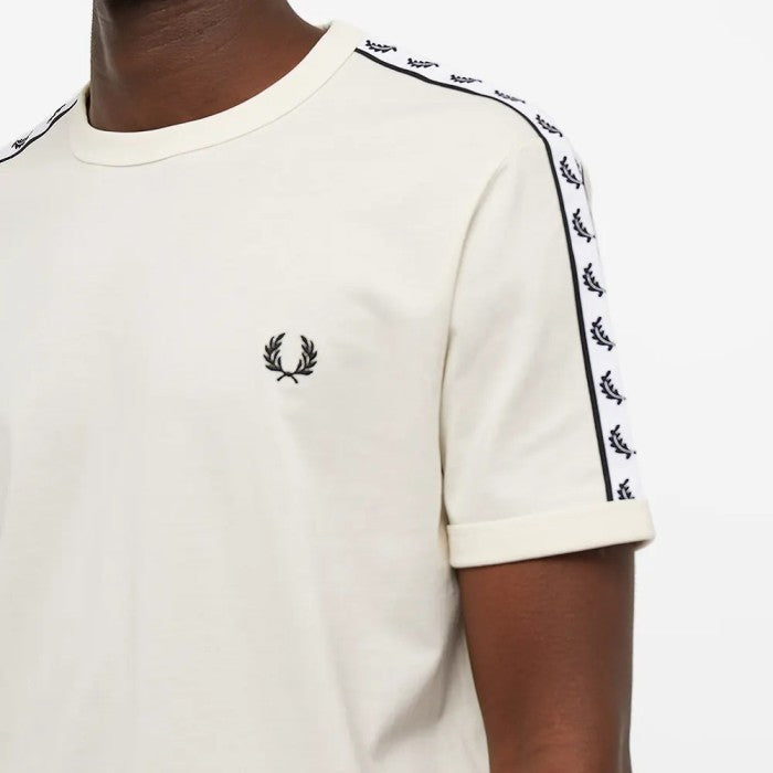 Fred Perry Taped Ringer Tee Ecru White M6347