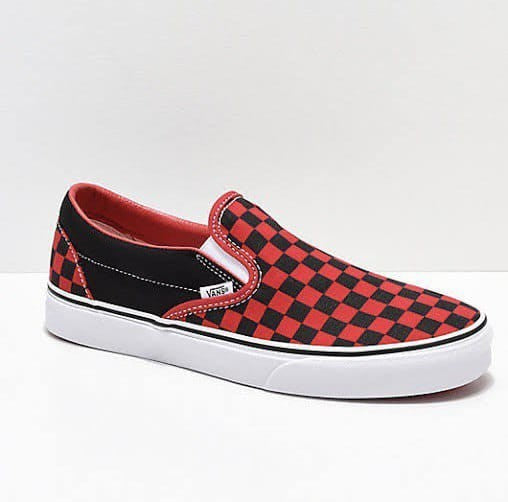 Vans Slip On Black Formula Red Checkerboard
