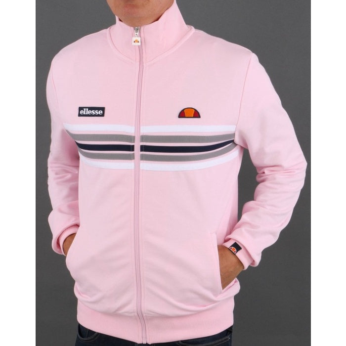 ELLESSE 5 STRIPE TRACK TOP PINK 80s Casual ORIGINAL