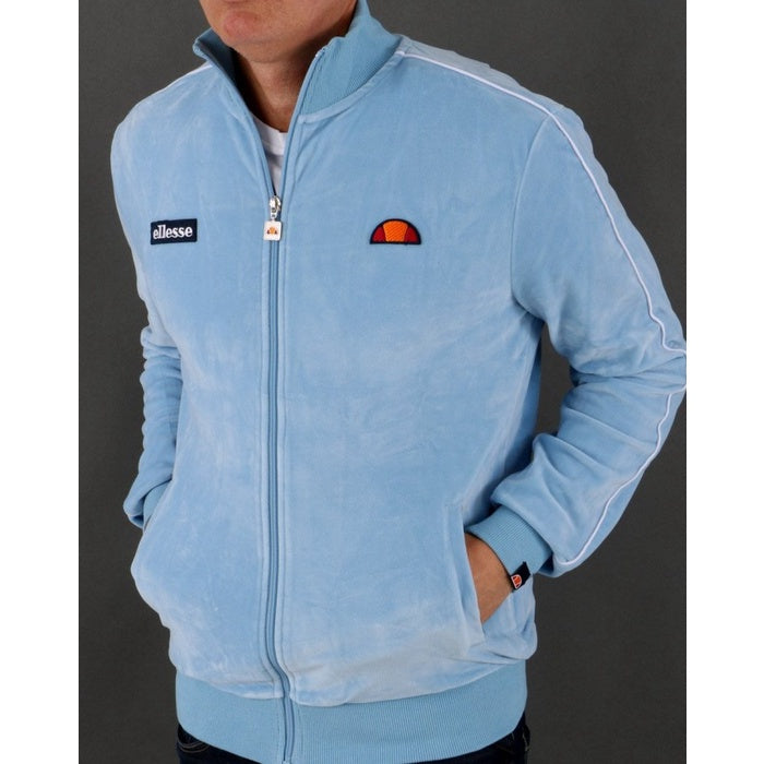 ELLESSE VELOUR PIPING TRACK TOP SKY BLUE 80s Casual ORIGINAL