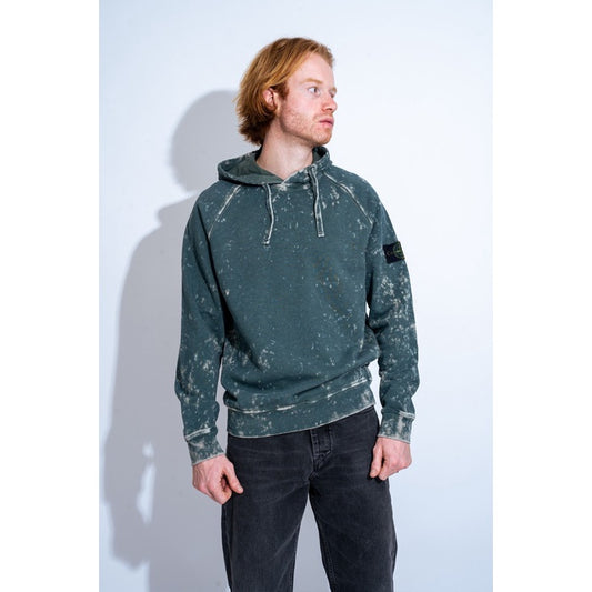 STONE ISLAND HOODED SWEATER Off Dye Green ORIGINAL MO761561338-V0022