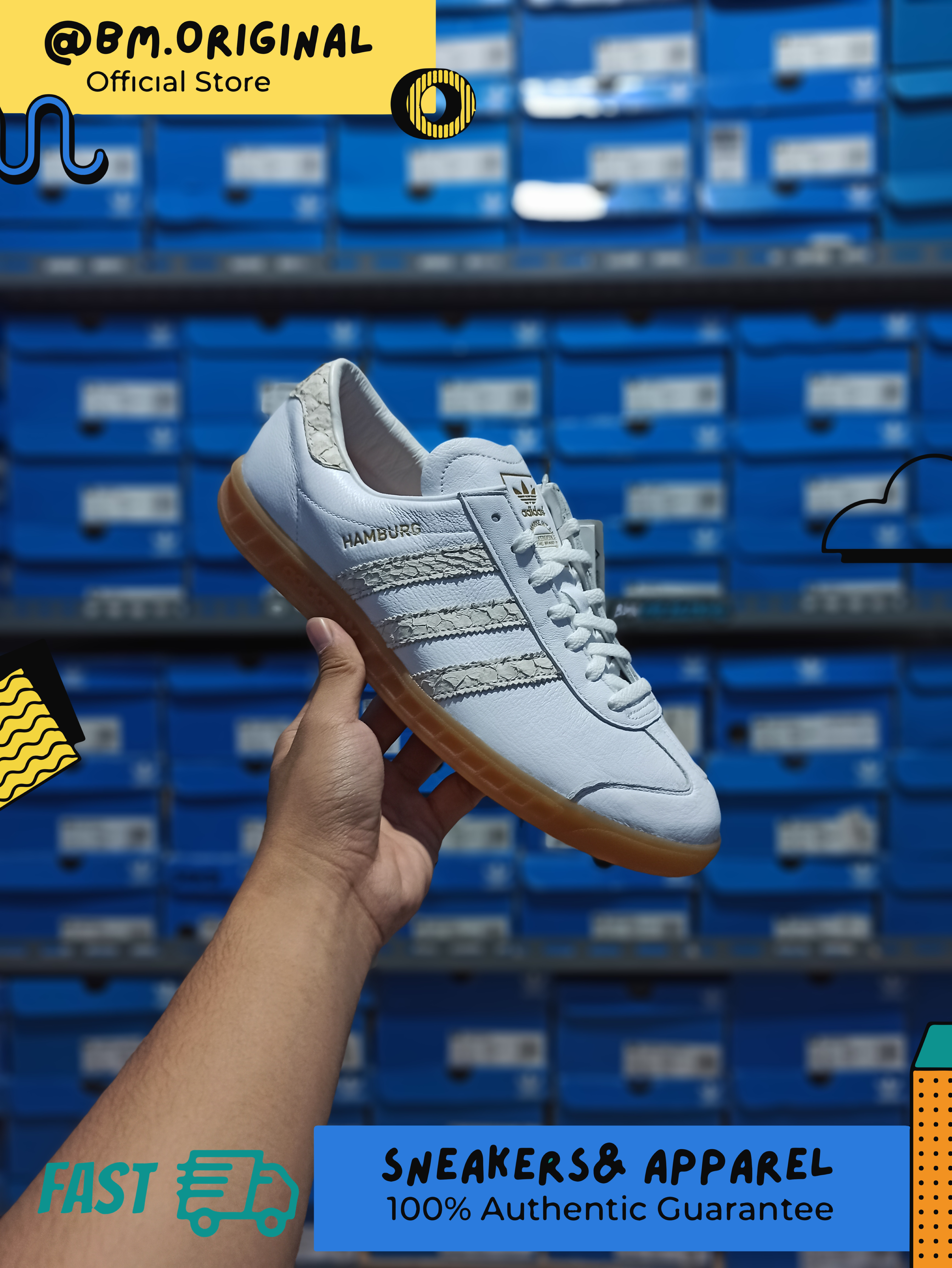 Adidas Hamburg Fish Market White Gumsole ORIGINAL EF5673